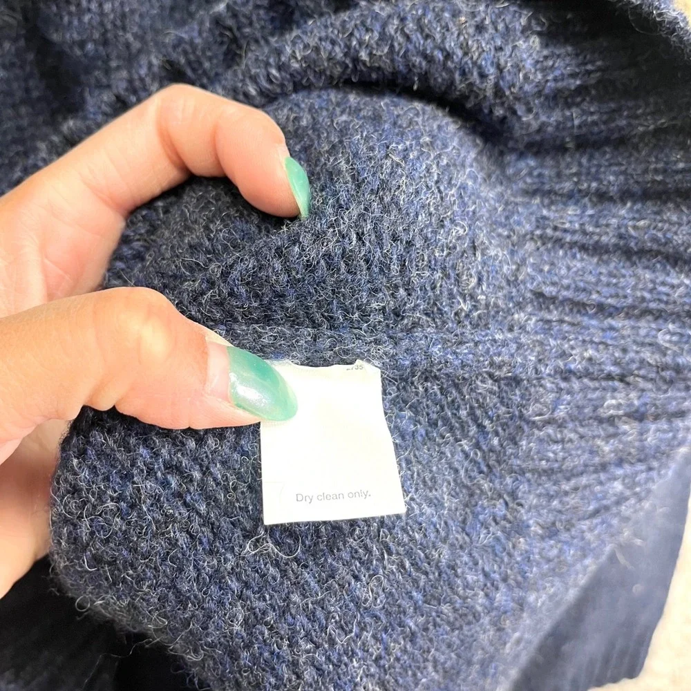 J. Crew Sweater Men's Large Blue 100% Shetland Wool Striped Crewneck NWT